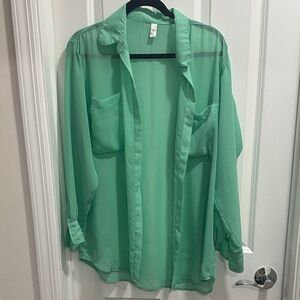 American Apparel Mint Green Sheer Blouse